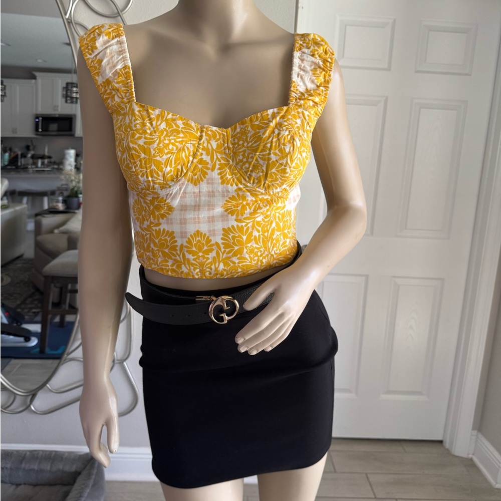 Du Paradis Yellow Floral Women's Top - Picture 4 of 5